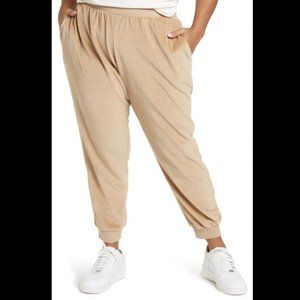 NEW Nordstrom Abound tan amphora velour joggers 2x